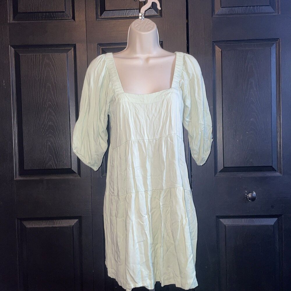 Shinestar Mint Green Babydoll Top S Tiered Puff Sleeve Cottagecore Mini Dress